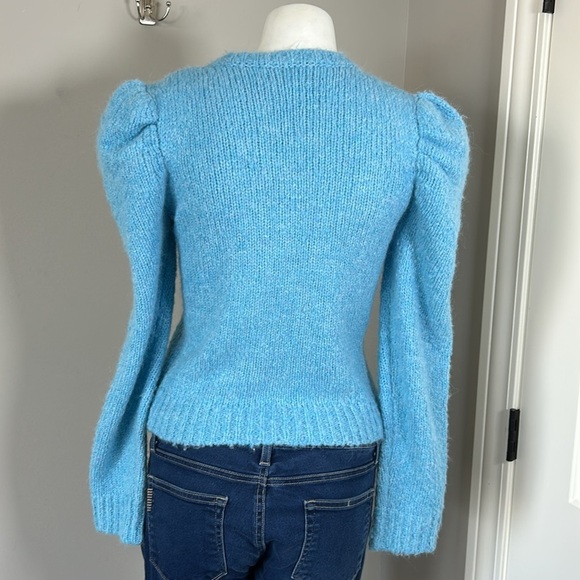 Derek Lam 10 Crosby Locken Puff Sleeve Sweater in Light Blue Alpaca Sz S - Picture 6 of 12